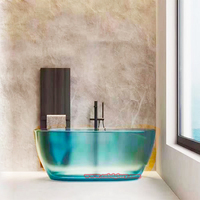 Bak Mandi Spa Modern Mewah Berdiri Sendiri, Perendaman Mendalam, Kaca Transparan, Pembuangan Resin, Portabel untuk Rumah, Hotel, Apartemen, Kamar Tidur