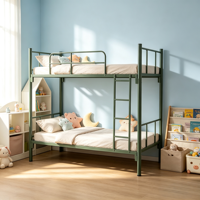 Lits superposés modernes en métal pour adultes, taille personnalisée, double sur grand lit, assemblage facile, revêtement thermolaqué, pour appartement et école