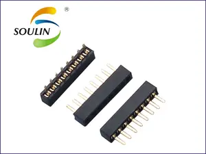 Soulin Shenzhen pabrik 2.54mm 1.27mm 1mm Pitch 2-40 Pin konektor Pria Header SMD SMT kepala perempuan baris ganda tunggal