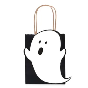 Funny Halloween cartoon ghost card tote bag Spot black and white small candy tote paper bag 10pcs/pack