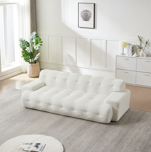 Canapé convertible moderne trois places de la série Cloud, avec accoudoirs carrés, revêtement en chenille, confortable - Product Image 5