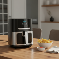 Friteuse à air numérique électrique personnalisée 1800W, 8L, avec écran LCD, thermostat réglable, surface antiadhésive en PTFE, protection contre la surchauffe, pour usage domestique