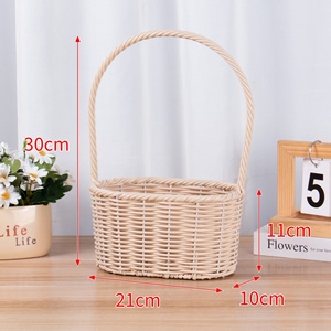 Purely Handmade Shandong Casual Oval High Handle Rattan Woven Food <strong>Baskets</strong> <strong>for</strong> Bridesmaid Handheld <strong>Flower</strong> Holiday Gift - Product Image 6