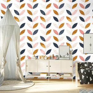 Papier peint autocollant amovible de style bohème en vinyle blanc/beige/bleu marine pour décoration de chambre de filles 17.7in X - Product Image 3