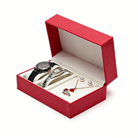 Ensemble de vente en gros Boîte à montres et à bijoux en cuir PU Papier velours Rangement Bracelet Collier Bague Accessoires Emballage cadeau