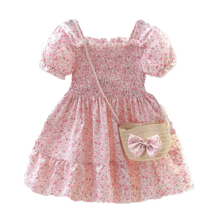 Wholesale Baby Chiffon Princess Dresses Floral Fashion Girl Kids Clothes