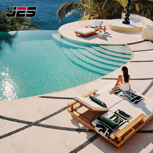 Chaise longue d'extérieur à cadre en teck haut <span class=keywords><strong>de</strong></span> gamme avec dossier réglable et coussins pour la détente à la piscine et à la plage - Product Image 2
