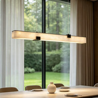 Luminaire suspendu linéaire en marbre personnalisé, style moderne minimaliste, pour îlot de cuisine, salle à manger