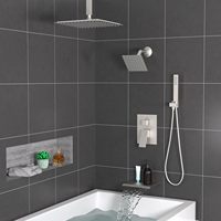 Système de Douche Double Homedec avec Bec de Baignoire de 12 Pouces et Robinet Mural de 6 Pouces en Laiton et Acier Inoxydable Finition Nickel Brossé