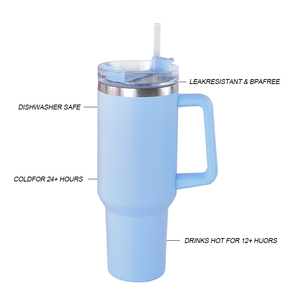 Logo personalizzato 40Oz Sport all'aria aperta 304 in acciaio inox Boba bottiglia di acqua isolato in metallo colorato Tumbler con coperchio manico e paglia - Product Image 3