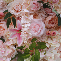 Panel Dinding Bunga Mawar Pink 3D Mewah Buatan, Latar Belakang Bunga Sutra Romantis untuk Dekorasi Pesta Pernikahan dan Bridal Shower
