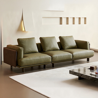 Echtes Ledersofa aus Hochwertigem Rindsleder im Italienischen Minimalistischen Stil, L-Form, Bewegliches Set für Hotel, Villa und Wohnzimmer