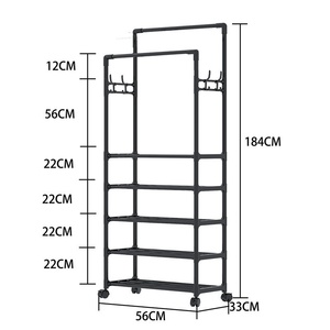 Portant à Vêtements Multifonctionnel en Métal avec Étagère à Chaussures et Chapeaux, Rangement pour Chambre, Organisateur de Placard - Product Image 5