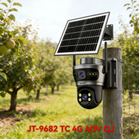 Cámara de Seguridad Solar Jortan JT-9682 TC 4G 6MP para Exteriores con Doble Lente, Batería de 10000mA, WiFi Inalámbrico, Almacenamiento en la Nube y Tarjeta SD