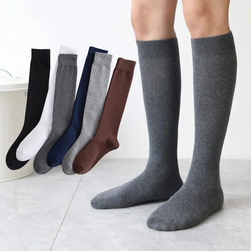 Chaussettes en coton de compression pour hommes, longues, logo personnalisé, fabrication, chaussettes tubulaires, longueur chaude, vente en gros,