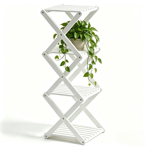 Étagère à chaussures pliable en <span class=keywords><strong>bois</strong></span> massif JB Creative et support à fleurs - Product Image 1
