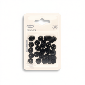 Bottoni Neri Ilan 10mm 2 Fori 32 Pezzi per Cucito e Abbigliamento - Product Image 1