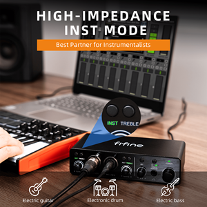 Fifine 16bit/24bit 192kHz Card âm thanh Card âm thanh mixer Chuyên Nghiệp <span class=keywords><strong>2</strong></span> kênh Studio âm thanh bên ngoài giao diện âm thanh - Product Image 3