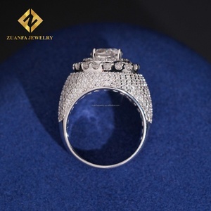 Stock en gros dans l'entrepôt américain, testeur de diamants, forme de fleur, certificats GRA, argent 925, diamant moissanite VVS, bague hip hop pour homme - Product Image 6