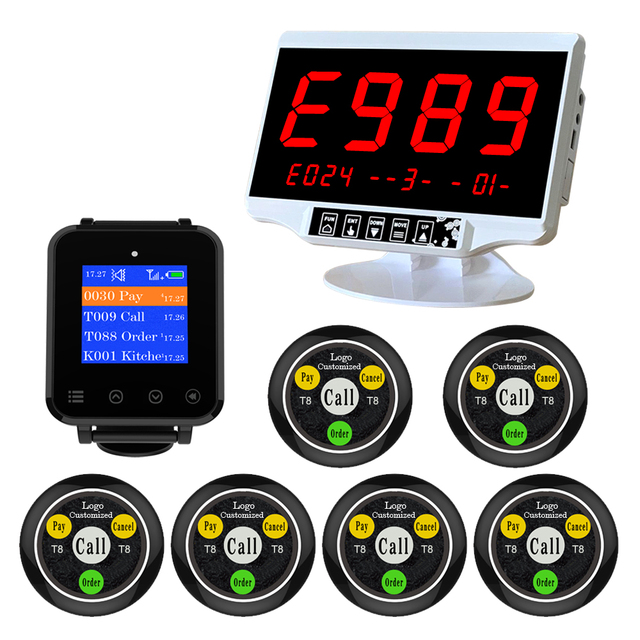 Artom Waiter Call Button Service Calling System with Pagers Screen Watch