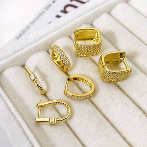 Pendientes de Aro Semijoyas para Mujer al por Mayor, Chapados en Oro de 18K, con Circonita Cúbica Iced Out y Bling - Product Image 5