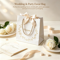 Sacs cadeaux réutilisables personnalisés de luxe en papier recyclé blanc pour mariage, fête ou shopping, avec logo.