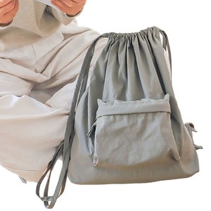 Sac à dos simple à cordon de serrage, grande capacité, léger, unisexe, sac de voyage, couleur unie, sangle en corde, gris, vert, noir, blanc, printemps - Product Image 4