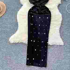 Vestido Maxi Elegante de Verano para Mujer, de un Solo Hombro, sin Mangas, con Corte Imperio, Patchwork de Encaje Tejido Transpirable, Negro - Product Image 3