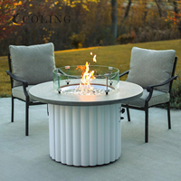 Table de foyer au gaz propane intégrée au design de jardin minimaliste - Mobilier de chauffage de jardin personnalisable B2B