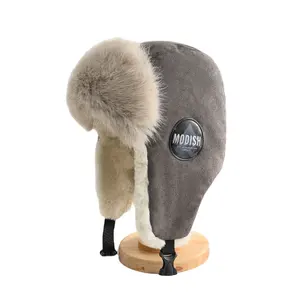 Factory Supply Wholesale Fashion Winter Earflap Trapper Hat Women Men Suede Aviator Hat with Thick Faux Fur Keep Warm cap