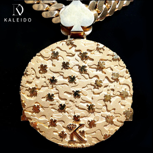 <span class=keywords><strong>Bijoux</strong></span> hip-hop personnalisés Kaleido, pendentif en diamant glacé, laiton plaqué or rose, forme ronde de luxe, lettre de grande taille, pendentif de 3 pouces - Product Image 3