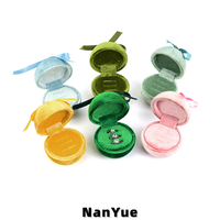 Boîte à bagues ronde de luxe en velours avec nœud papillon pour mariage, fiançailles, demande en mariage, emballage de bijoux, boîte de rangement personnalisée avec logo