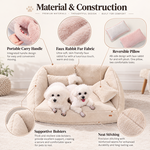 Großhandel Maßgefertigtes Plüsch-Haustierbett Rechteckiges Kunstfell Weiches Abnehmbares Waschbares Bezug Sofa für Hunde und Katzen OEM & ODM - Product Image 3