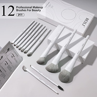 Neu eingetroffen: Umweltfreundliches Make-up-Pinselset mit Holzgriff, 12-teilig, aus synthetischem Maisseidenhaar, luxuriös, vegan, professionell, mit Halter, weiß
