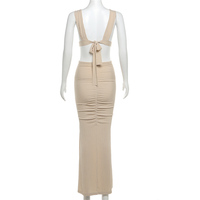 Robe moulante plissée, robe maxi élégante et sexy à décolleté, robes décontractées pour femmes, robes élégantes pour femmes