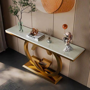 Luxuriöser Weiß-Goldener Moderner Französischer Spiegel Edelstahl Platzsparender Couchtisch für Wohnzimmer - Product Image 1