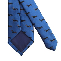 Cravate en polyester tissé pour homme, motif Teckel mignon, couleurs bleu, noir, orange, personnalisable, thème animal chien, vente en gros Chine
