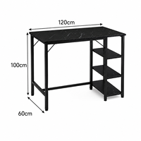 Table de cuisine moderne avec étagères latérales de rangement, plan de travail aspect marbre pour la salle à manger et la préparation des repas