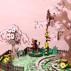 Diorama 3D in Legno all'Ingrosso: Puzzle Fai-da-te Tram Sakura - Modello Scena Fiori di Ciliegio - Product Image 2