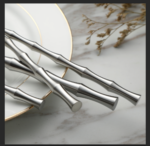 Hochwertiges Mattes Poliertes Besteck-Set im Bambus-Stil mit Edelstahlgriffen Umweltfreundliches Geschirr <span class=keywords><strong>Homedesign</strong></span> Geschenke - Product Image 5