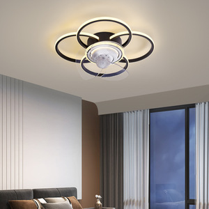Moderne blanc luxe style nordique moteur à courant continu ventilateur de plafond en verre rail lustre lumière pour chambre cuisine - Product Image 2