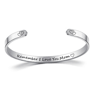 Go Party – Bracelet à manchette en acier inoxydable, bijoux de famille, lettre souvenir, je t'aime, <span class=keywords><strong>maman</strong></span>, <span class=keywords><strong>papa</strong></span>, fille, fils, Bracelets gravés - Product Image 5