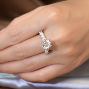 Anillo de Joyería Personalizado Goldleaf, Plata S925, Moissanita Corte Redondo, 1ct 2ct 3ct, D VVS - Product Image 5