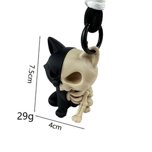 Portachiavi Scheletro di Gatto Stampato in 3D, 7,5 cm, in Plastica ABS, Tema Animale, Regalo Promozionale - Product Image 1