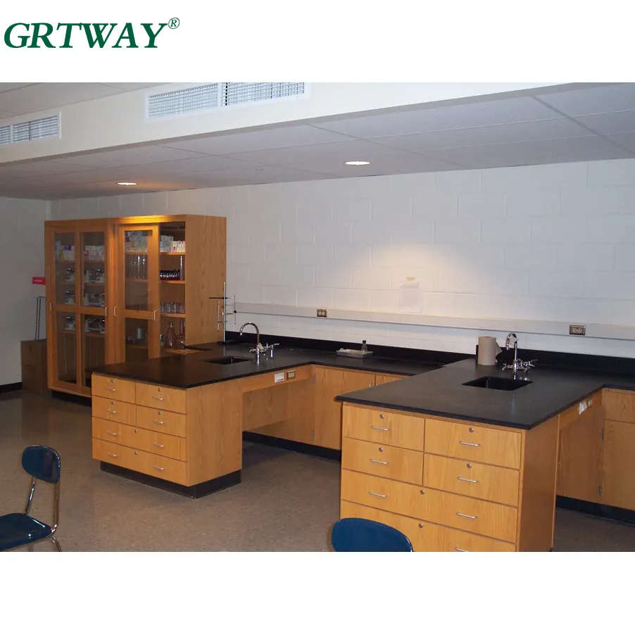 Lab017 móveis de laboratório móveis de madeira bancos e armário com resistência química móveis de laboratório