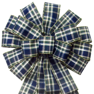Fiocco di natale Plaid al mirtillo largo 2.5 pollici 14 pollici lungo 24 pollici anello elasticizzato in poliestere cablato decorazioni natalizie - Product Image 2