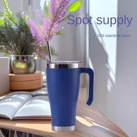 Gobelet isotherme exclusif transfrontalier 30 Big Mac Handle Ice Thermos Cup 900ml, grande capacité, haute valeur esthétique, avec pipette