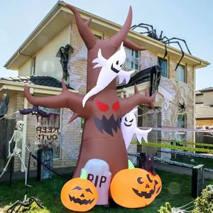 Décorations gonflables d'Halloween personnalisées de 3,6 m : Arbre mort effrayant, citrouille, fantôme, pierre tombale avec LED intégrées pour fêtes en extérieur et en intérieur, idéal pour le jardin - Product Image 1