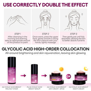 Canlı GLAMOUR glikolik asit 4 adet Set Toner + Serum + gündüz kremi + gece kremi içerir - Product Image 6