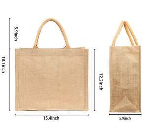 Sac fourre-tout en toile de jute avec poignées, sacs d'épicerie réutilisables imperméables pour cadeaux et voyages - Product Image 4